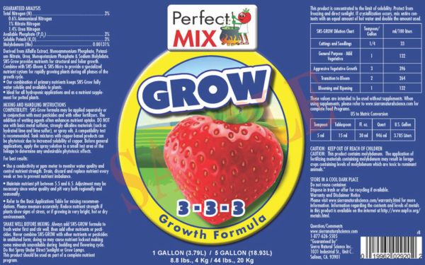 Grow Formula Label