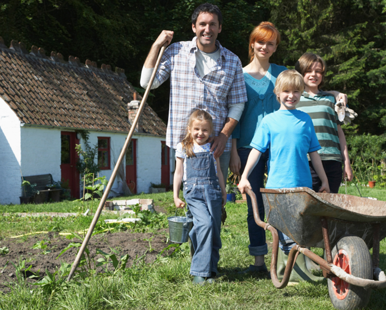 Happy family because they use SNS safe weed killers